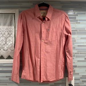 Hollister long sleeve red button down shirt small
